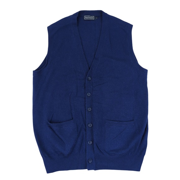 Paul Fredrick Mens Vest Size Large Blue Wool Cashmere Button Front Sweater Knit - Picture 1 of 10
